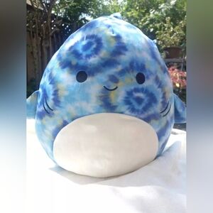 Squishmallows Luther The Shark Blue Tie Dye Plush Toy- Kellytoy